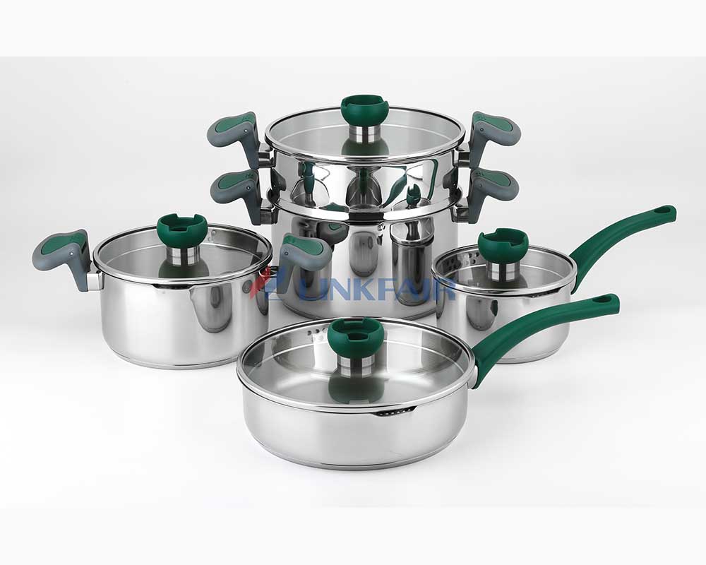 8-piece Cookware Set with straining glass lid