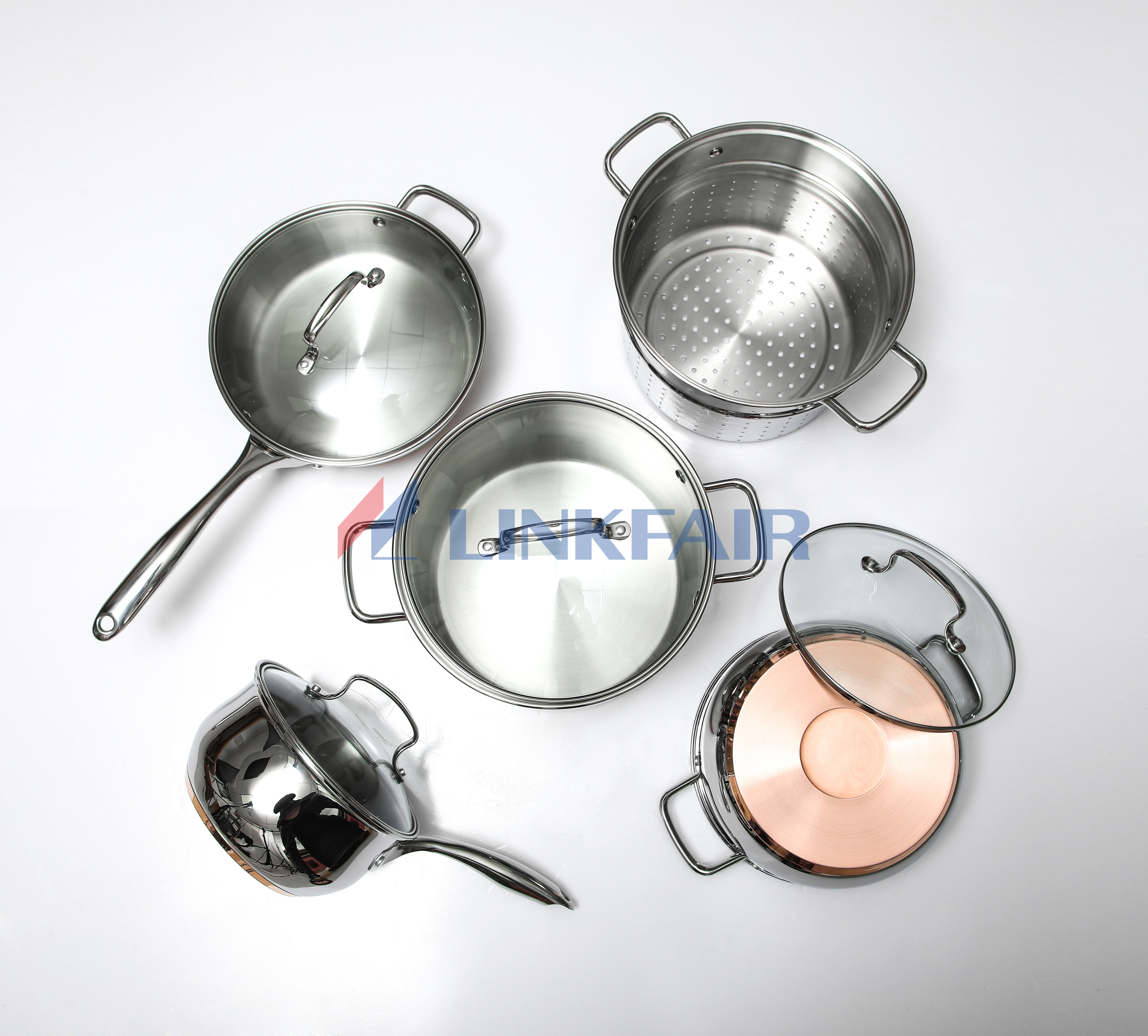 9-piece Cookware Set,  Pots and Pans Set with Copper bottom