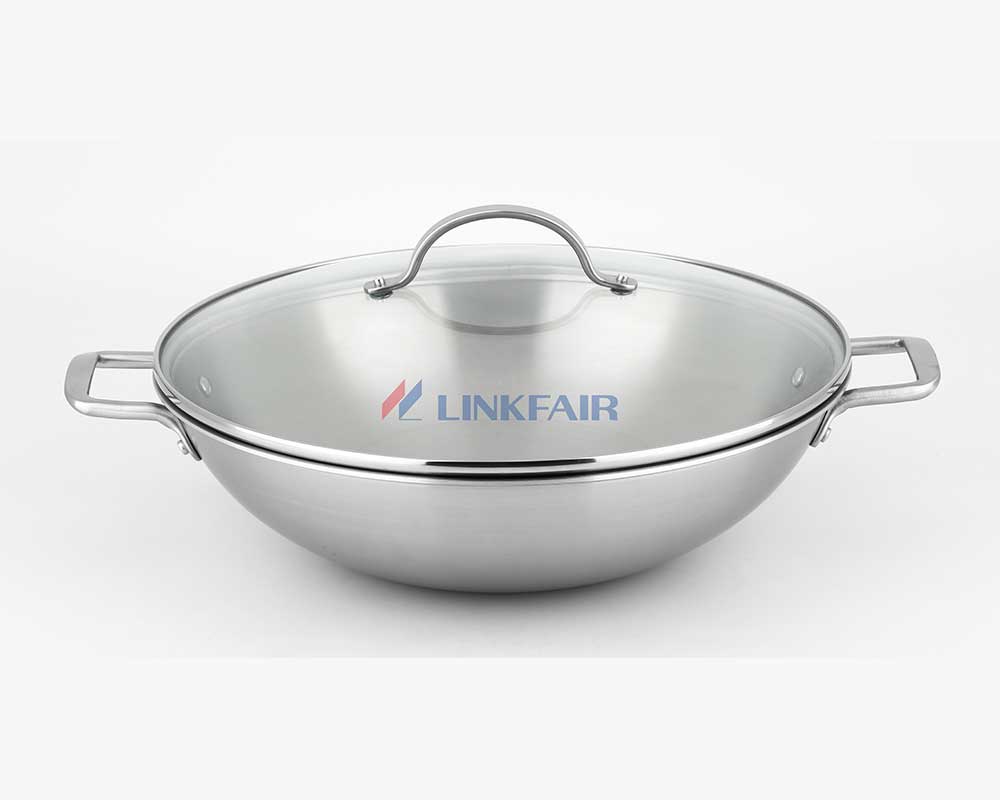 Tri-ply Stainless Steel Wok, 14