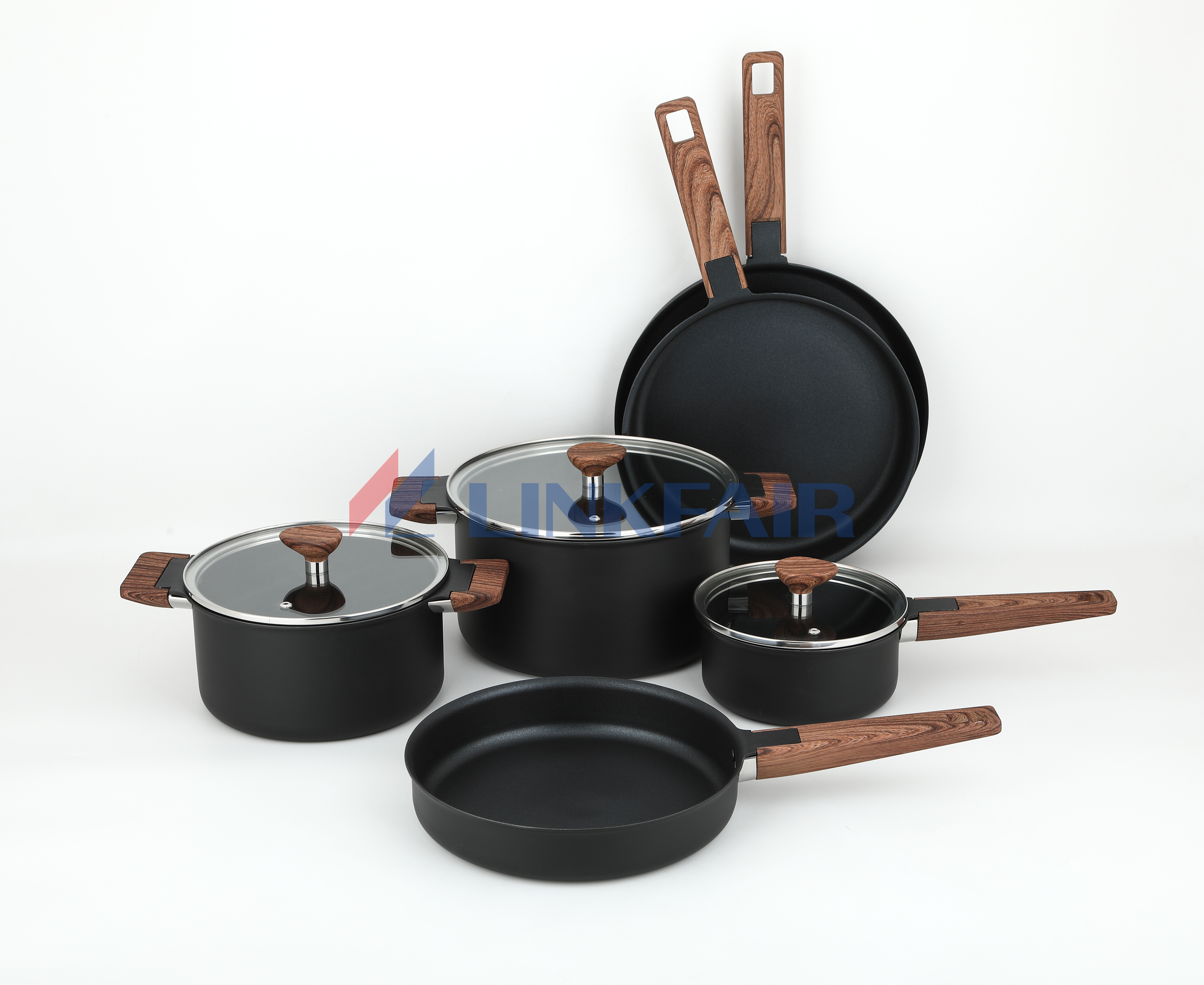 9-Piece Non Stick Cookware Set with Water Transfer Handle
