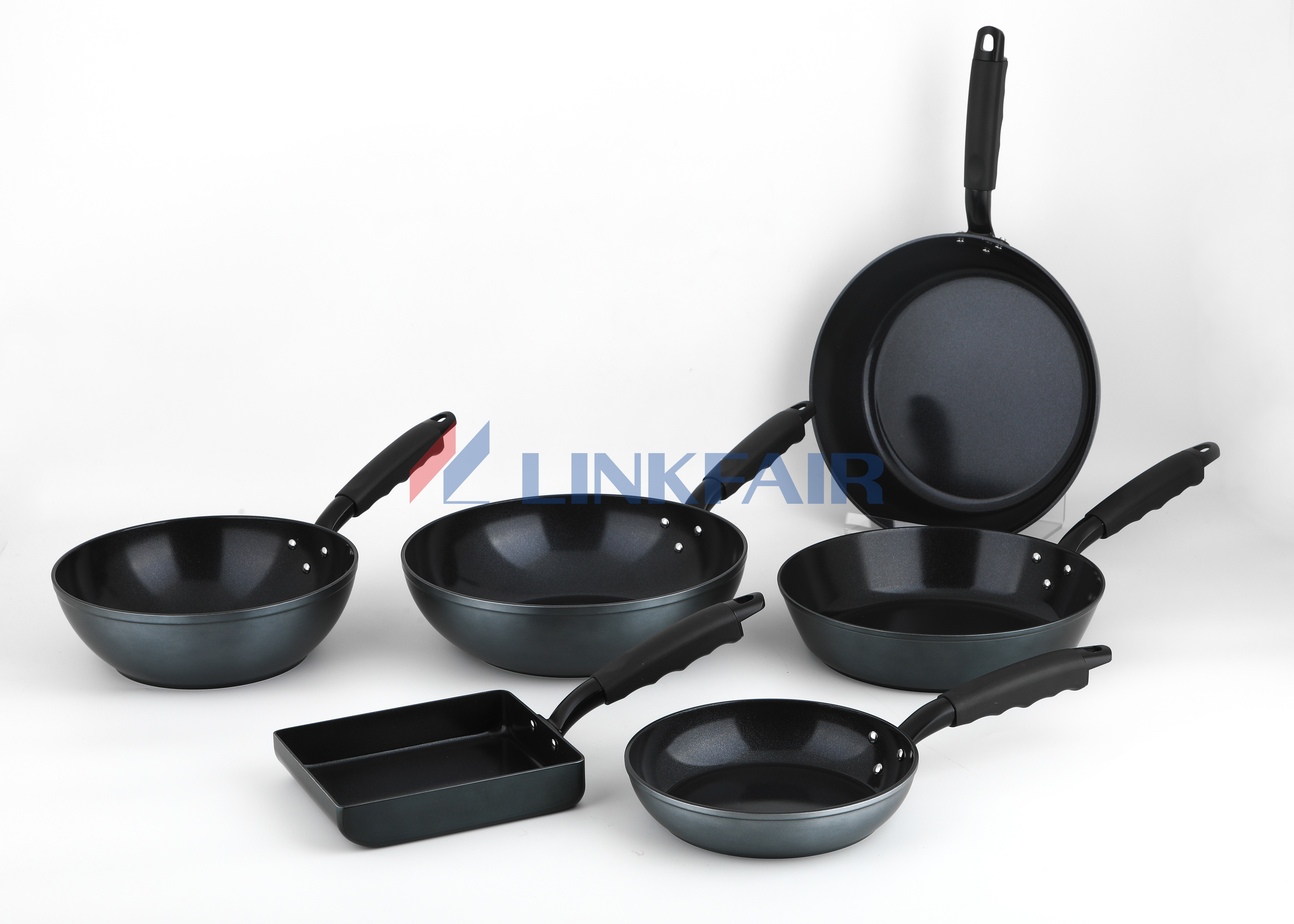 6-Piece Non Stick Cookwarer Set with Metalic Black Exterior