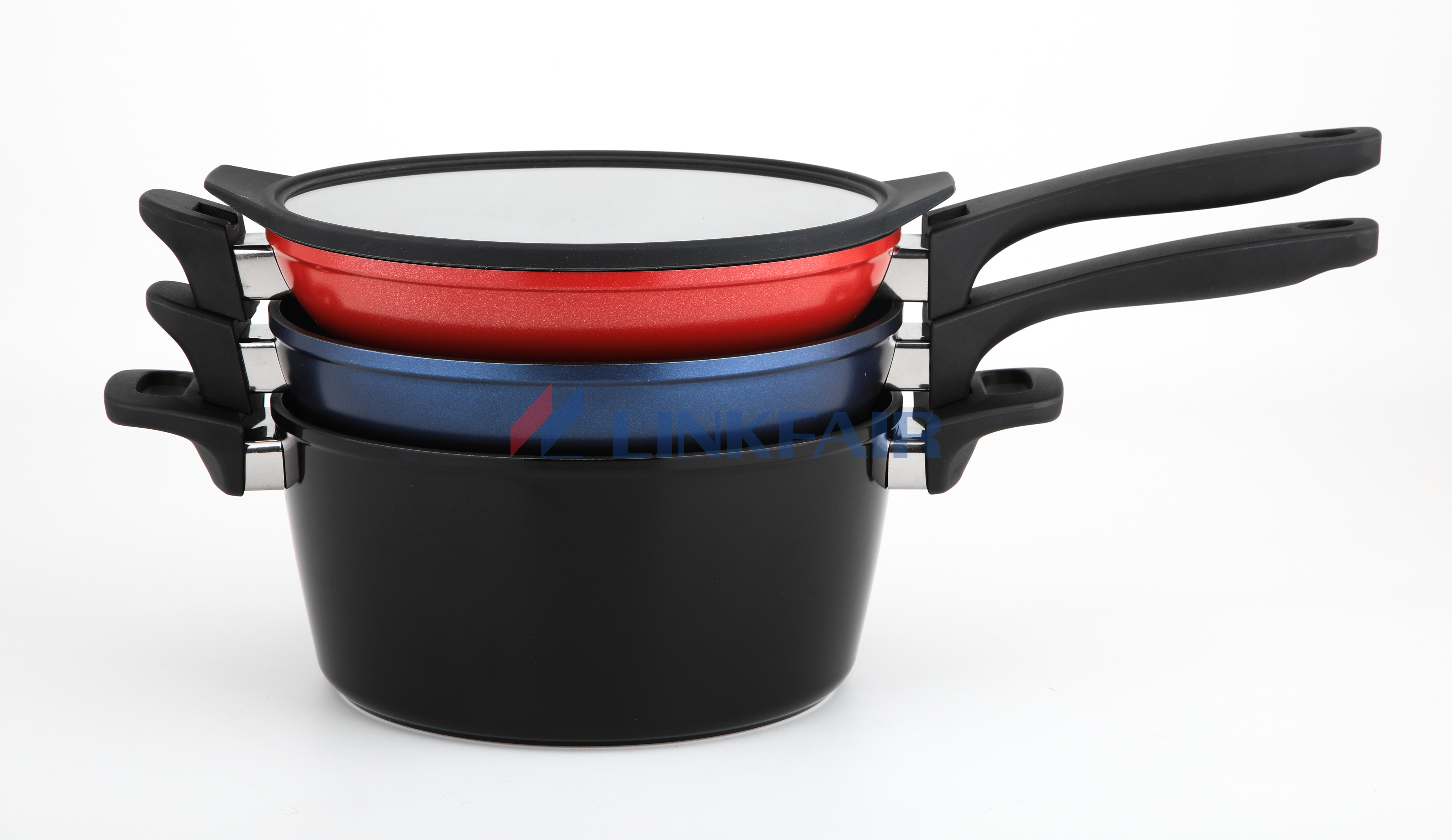 Stackable Cookware set, Non-stick coating Forged Pots and Pans Set