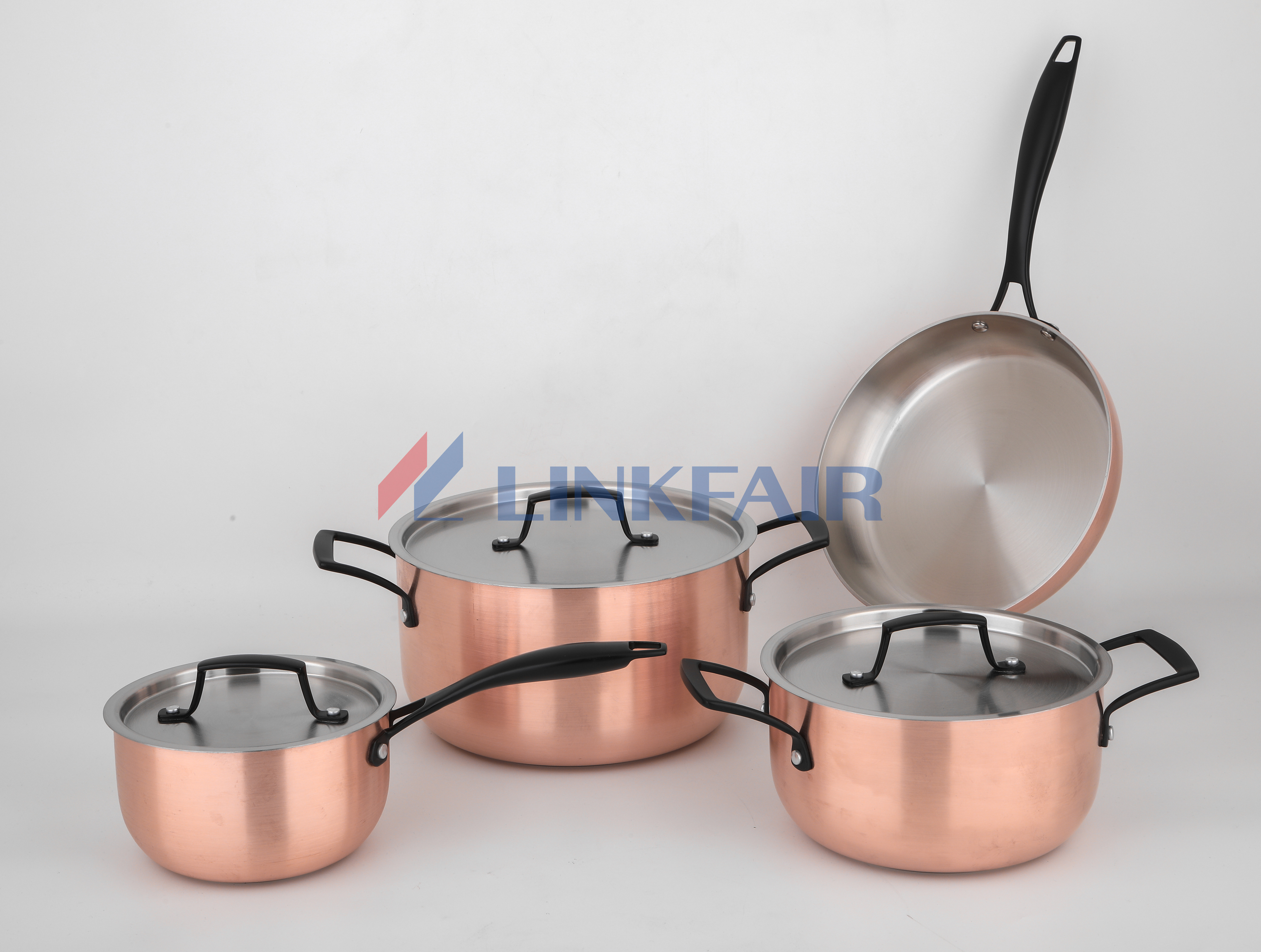 7-Piece Tri-Ply Copper Cookware Set