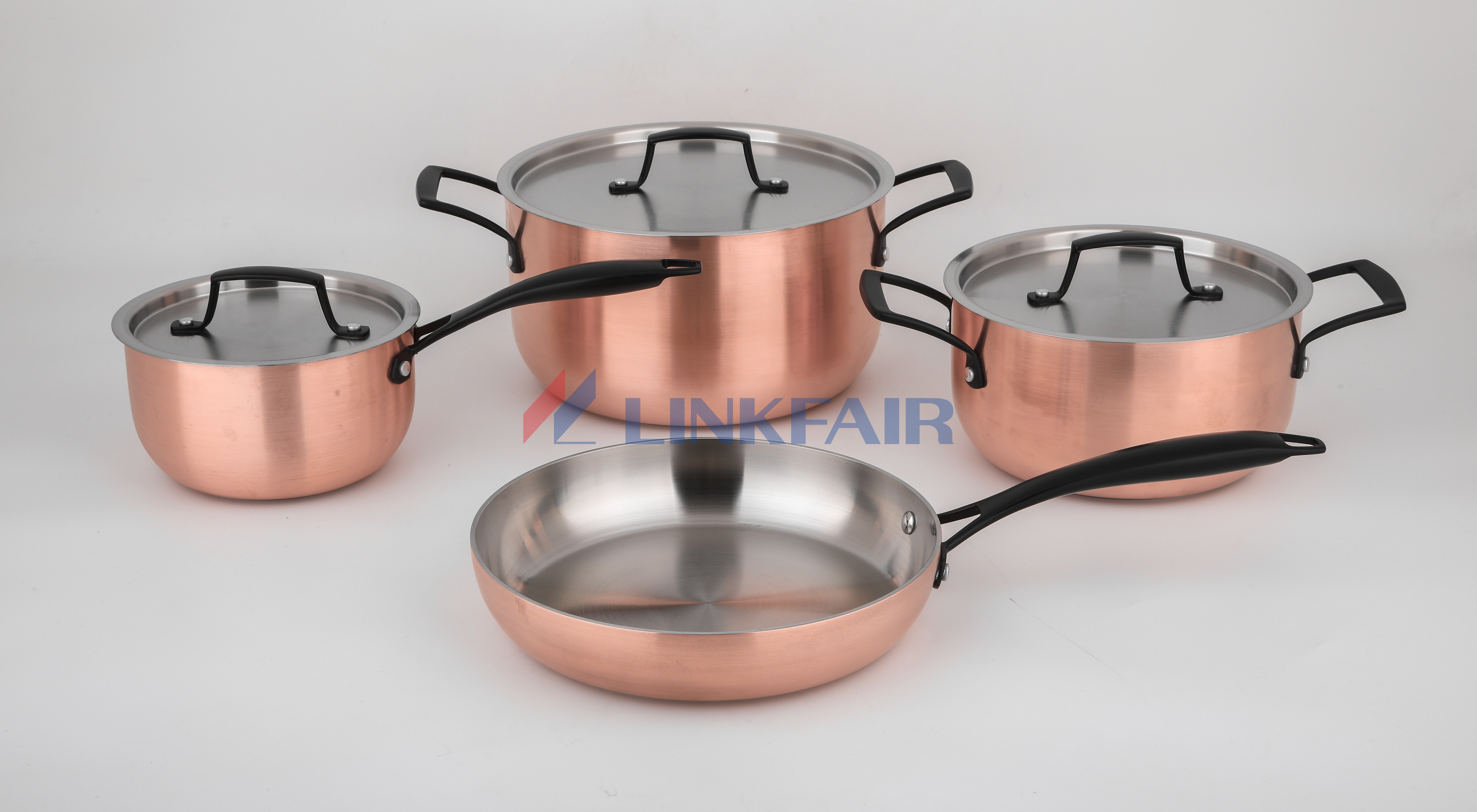 7-Piece Tri-Ply Copper Cookware Set