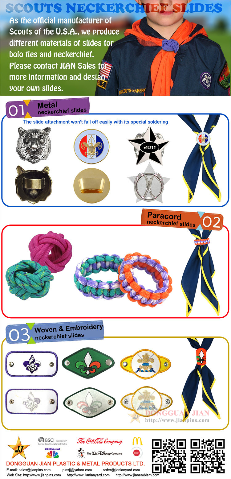 Verschiedene Designs für Scouts Neckerchief Slides