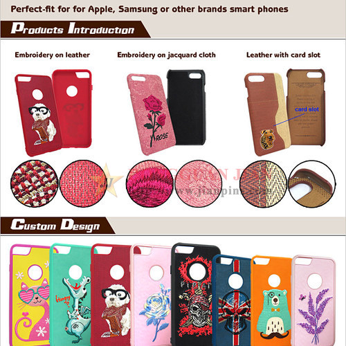 Fancy broderte Leather Cell Phone Cases