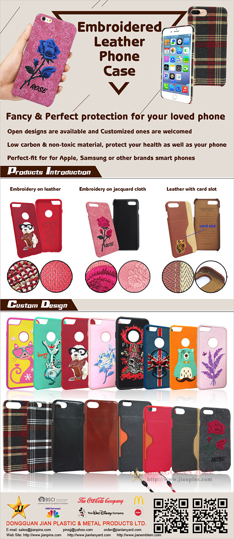 Fancy Embroidered Leather Cell Phone Cases