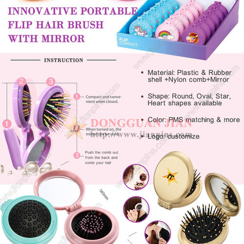 Miroir compact de maquillage portable en plastique