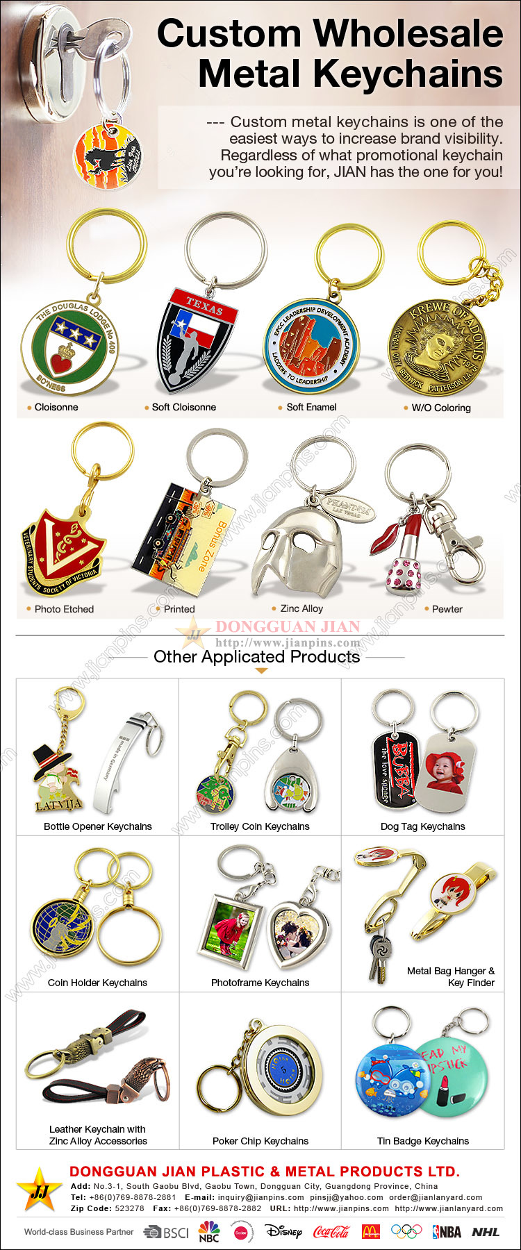 Porte-clés métalliques personnalisés Gros porte-clés métalliques porte-clés métalliques