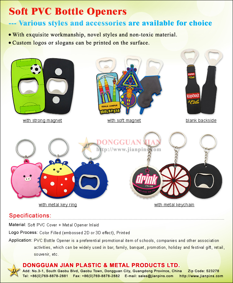 Customized Useful and Handy Bottle Opener Supplier with Personalized Custom  soft PVC logo for sale