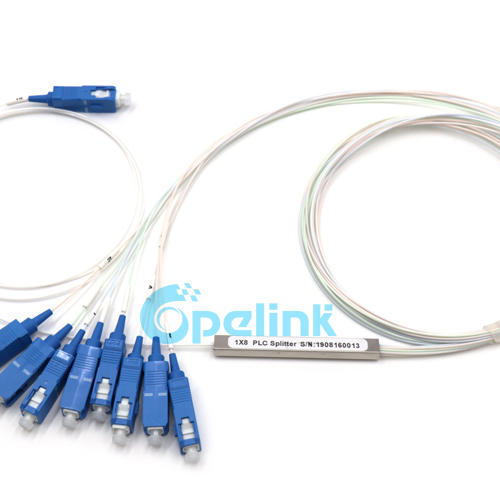 1X8 Optical Splitter, 0.9mm SC/PC Mini Fiber Optic PLC Splitter