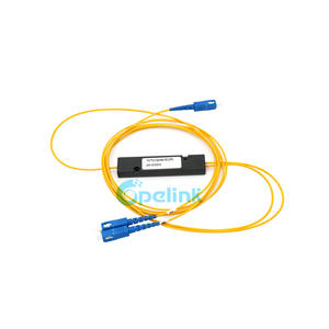 Optic Splitter: 1x2 Fiber PLC Splitter, 2.0mm SC/PC, ABS BOX Package
