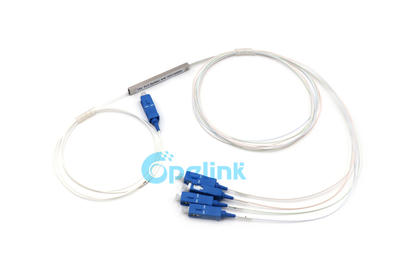 1x4 PLC Mini Type Fiber Splitter, 0.9mm SC/PC Blockless Fiber Optic PLC Splitter
