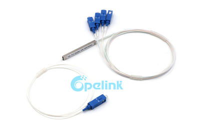1x4 PLC Mini Type Fiber Splitter, 0.9mm SC/PC Blockless Fiber Optic PLC Splitter