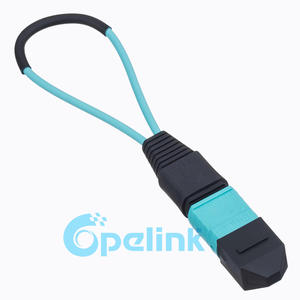 MTP/MPO Loopback: OM3 MTP/MPO Fiber Optic Loopback, 10G OM3 Multimode, LSZH Aqua