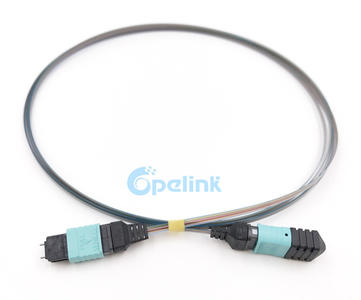 MPO Ribbon Cable: MPO to MPO Fiber Optic PatchCord, 10G OM3 Multimode, 12 Fibers Bare Ribbon