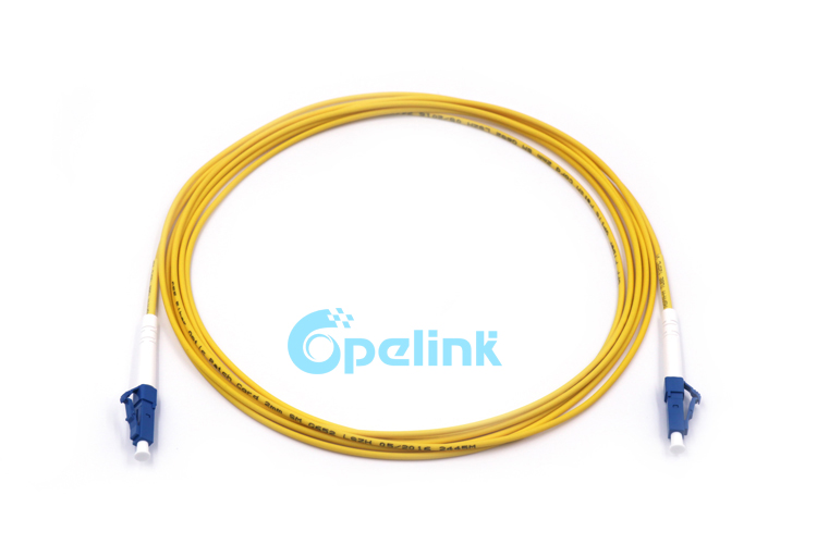 Fiber Patchcord: LC-LC Fiber Optic Patchcord, 9/125um Singlemode, Simplex, 2mm Cable, LSZH/PVC Yellow