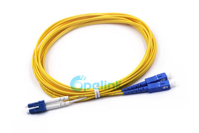 Fiber Jumper Cables: LC-SC Fiber Optic Patchcord, 9/125um Singlemode, Duplex, 2mm Cable, LSZH/PVC Yellow