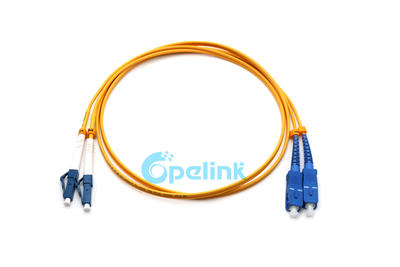 Fiber Jumper Cables: LC-SC Fiber Optic Patch cable, 9/125um Singlemode, Duplex, 2mm Cable, LSZH/PVC Yellow without Clip
