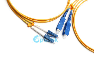 Fiber Jumper Cables: LC-SC Fiber Optic Patch cable, 9/125um Singlemode, Duplex, 2mm Cable, LSZH/PVC Yellow without Clip