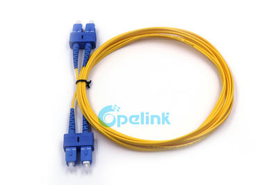 Fiber Optic Patch Cables: SC-SC Fiber Optic Jumper, 9/125um Singlemode, Duplex, 2mm Cable, LSZH/PVC Yellow