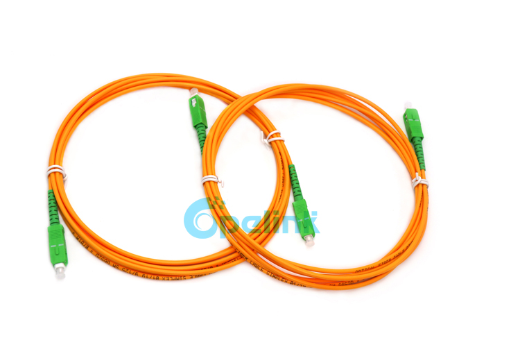Fiber Optic Patch cable: SC/APC-SC/APC Fiber Optic Patch cord, 9/125um Singlemode, Simplex, 3mm Cable, LSZH/PVC Yellow