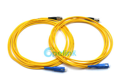 Fiber Optic Patch cord: SC-FC Fiber Jumper, 9/125um Singlemode, Simplex, 3mm Cable, LSZH/PVC Yellow