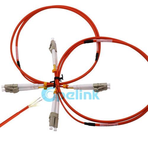 Armored Fiber patch cable: LC - LC Fiber Optic PatchCord, 50/125um Multimode, Duplex, 2mm Cable, LSZH Orange