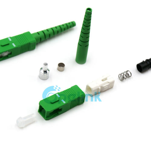 Optical Fiber Connector: SC/APC SingleMode 9/125 Simplex Fiber Optic Connector, 2.0mm Boot, Color Green 
