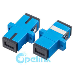 SC-SC Fiber Optic Adapter, plastic housing, singlemode simplex Fiber Adapter, Blue, flanged type.