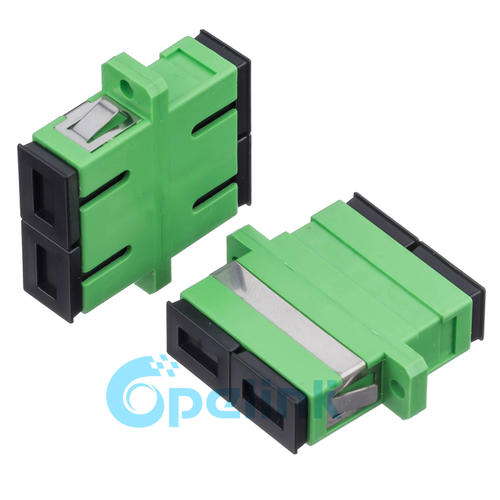 SC/APC-SC/APC Fiber Optic Adapter, plastic housing, singlemode Duplex Fiber coupler, Green, flanged type