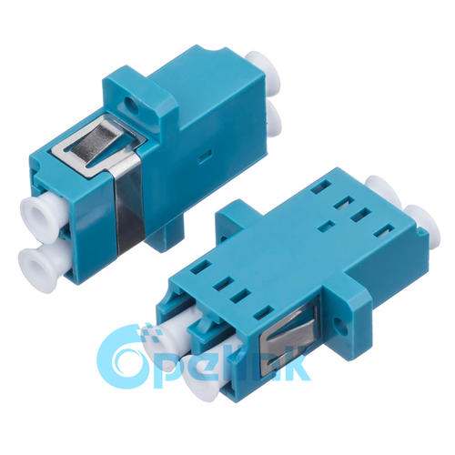 LC/UPC to LC/UPC Fiber Optic Adapter, plastic housing, Singlemode Duplex Fiber Adapter, blue, SC Footprint, flanged type