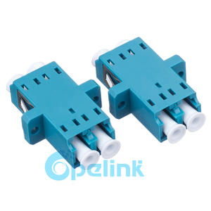 LC/UPC to LC/UPC Fiber Optic Adapter, plastic housing, Singlemode Duplex Fiber Adapter, blue, SC Footprint, flanged type