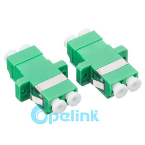 LC/APC to LC/APC Fiber Optic Adapter, plastic housing, Singlemode Duplex Fiber Adapter, Green, SC Footprint, flanged type