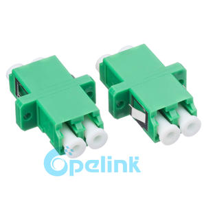 LC/APC to LC/APC Fiber Optic Adapter, plastic housing, Singlemode Duplex Fiber Adapter, Green, SC Footprint, flanged type