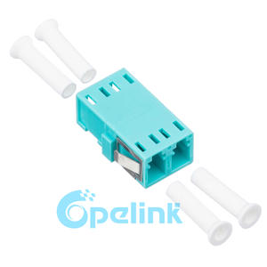 LC to LC Fiber Optic Adapter, plastic housing, OM3 Multimode Duplex Fiber Adapter, Aqua, SC Footprint, without Flange