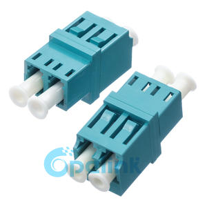 LC to LC OM3 Fiber Optic Adaptor, plastic housing, Multimode Duplex Fiber Adapter, Aqua, without Flange