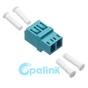 LC to LC OM3 Fiber Optic Adaptor, plastic housing, Multimode Duplex Fiber Adapter, Aqua, without Flange