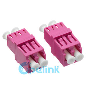 LC to LC OM4 Fiber Optic coupler, plastic housing, Multimode Duplex Fiber optic Adapter, Pink, without Flange