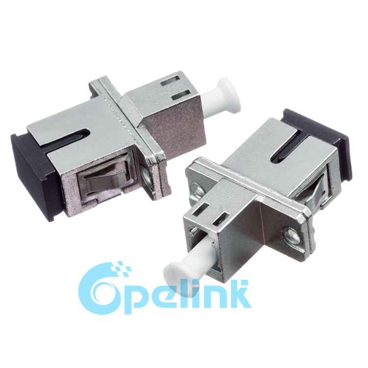 LC/UPC to SC/UPC Hybrid Optical Fiber Adapter, metal housing, singlemode Simplex Hybrid Adapter, flanged type