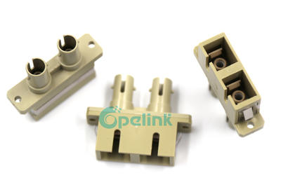 SC/UPC to ST/UPC Fiber optic Hybrid Adapter, plastic housing, Multimode Duplex Hybrid mating Adapter, flanged type