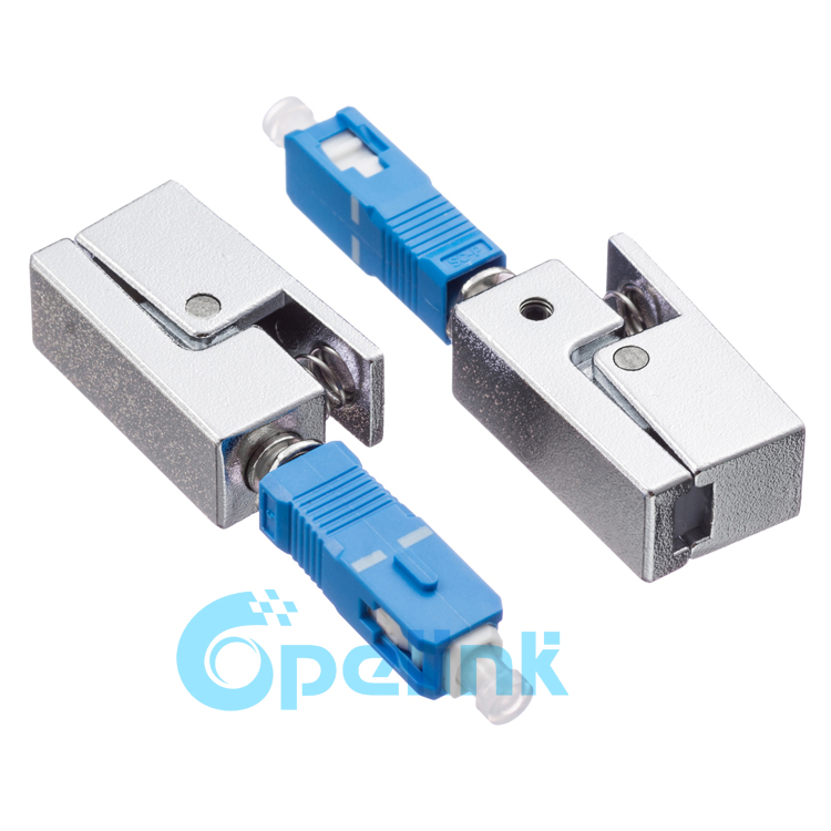 SC Bare Fiber Adapter, Square Type Metal housing, Singlemode Bare Fiber Optic connector use for OTDRs