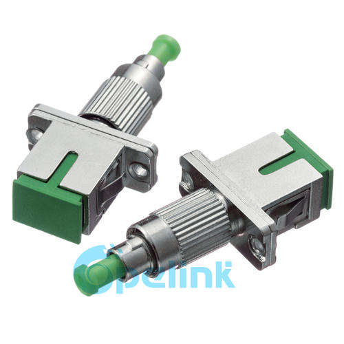 SC/APC-FC/APC Female to Male Hybrid Fiber Optic Adapter, metal housing, singlemode Simplex Plug-in Fiber Adapter with Flange