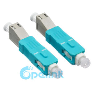 LC to SC Hybrid Fiber Optic Adapter, OM3 Multimode Simplex LC Female to SC Male Plug-in mating Adapter