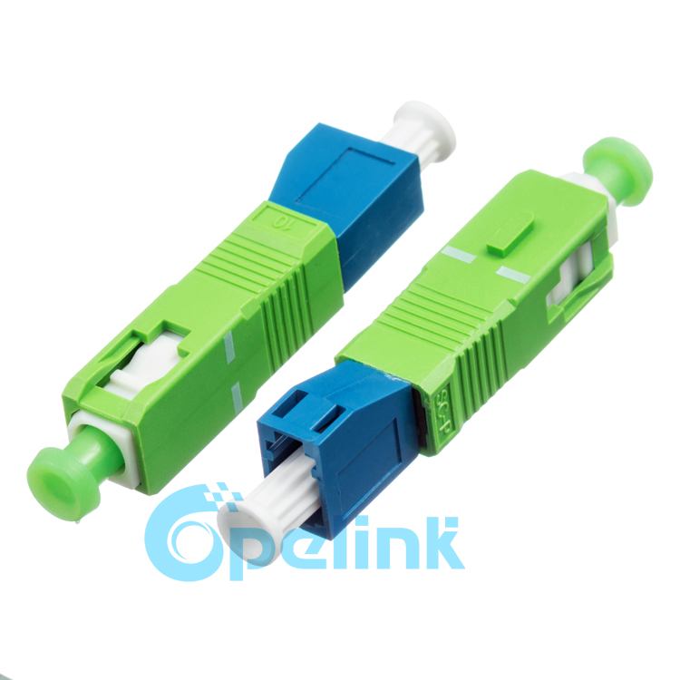 LC to SC/APC Hybrid mating Adapter, Singlemode Simplex LC Female to SC/APC Male Plug-in Fiber Adapter