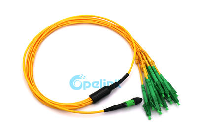 MPO Breakout Fiber Patch Cable: 12 Fibers MPO to LC/APC Fiber Optic PatchCord, Singlemode, LSZH Yellow