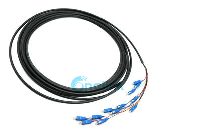 Fanout Fiber Optic Pigtail, 12 Fiber SC/APC Bunch Optical Fiber Pigtail, SM 9/125 Fanout 0.9mm, LSZH black