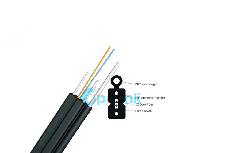 5.2mm x 2.0mm FTTH ADSS Optical fiber cable, aerial Bow-type drop cable, Singlemode G.657A2 Fiber