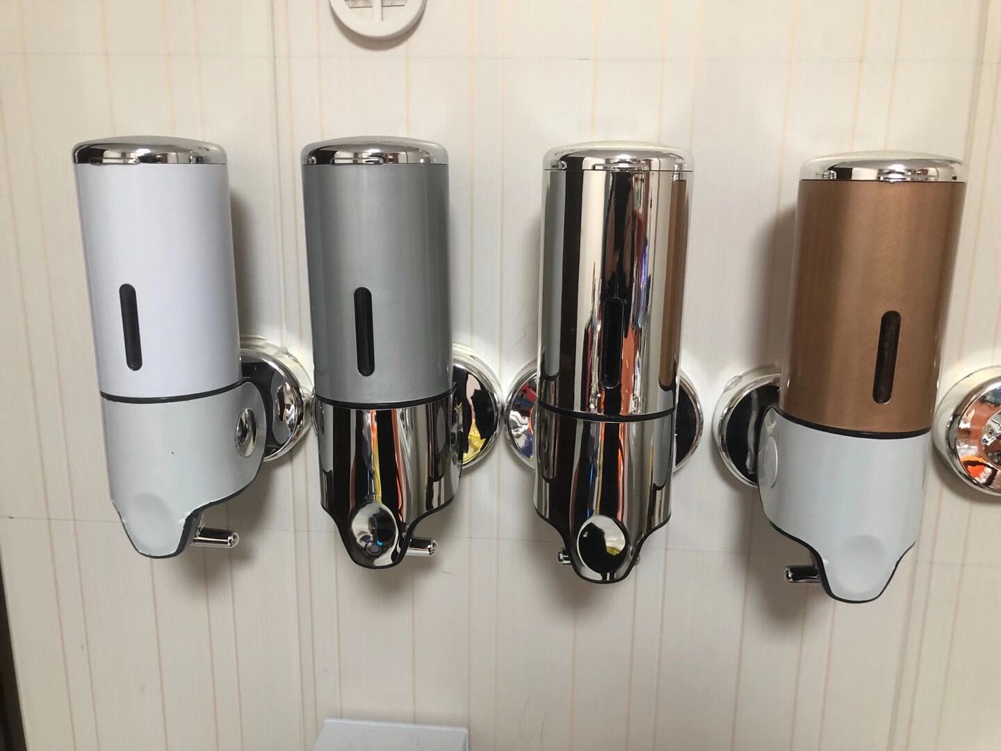 triple soap dispenser for hotel use hand push style HK09