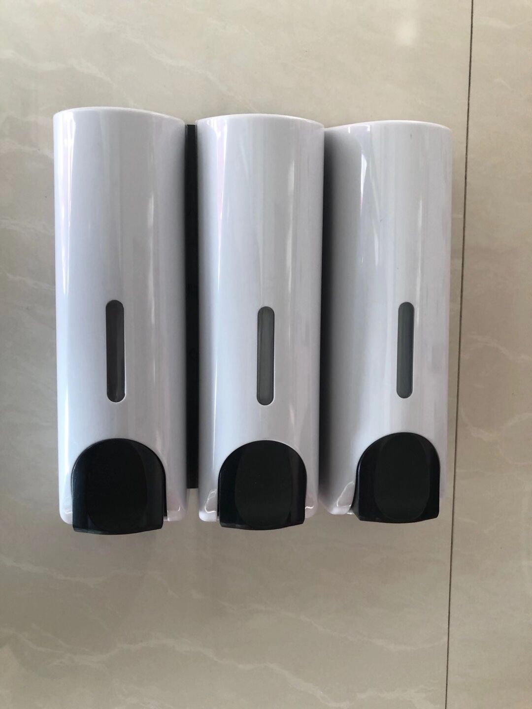triple soap dispenser for hotel use hand push style 